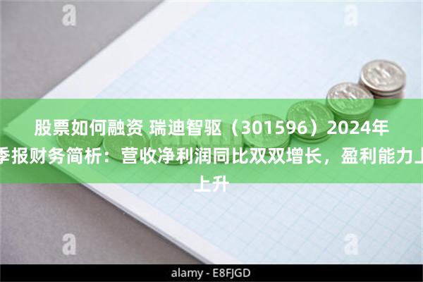 股票如何融资 瑞迪智驱（301596）2024年三季报财务简析：营收净利润同比双双增长，盈利能力上升