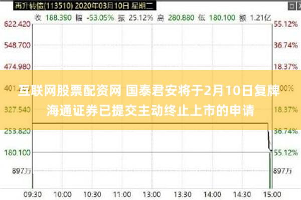 互联网股票配资网 国泰君安将于2月10日复牌 海通证券已提交主动终止上市的申请