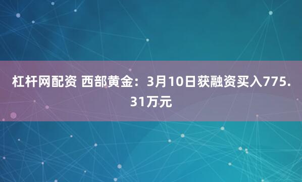 杠杆网配资 西部黄金：3月10日获融资买入775.31万元